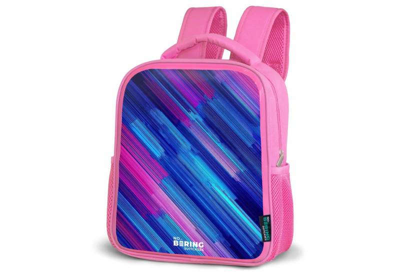NoBoringSuitcases.com© Rucksack Neon - Streifen - Abstrakt - Blau - Rosa, Kinderrucksack, Schulrucksack, Freizeitrucksack, Mädchen, Kindergarten von NoBoringSuitcases.com©