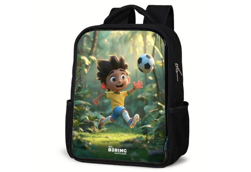 NoBoringSuitcases.com© Rucksack Fußball - Junge - Wald, Kinderrucksack Schwarz, Schulrucksack, Freizeitrucksack Jungen Mädchen von NoBoringSuitcases.com©
