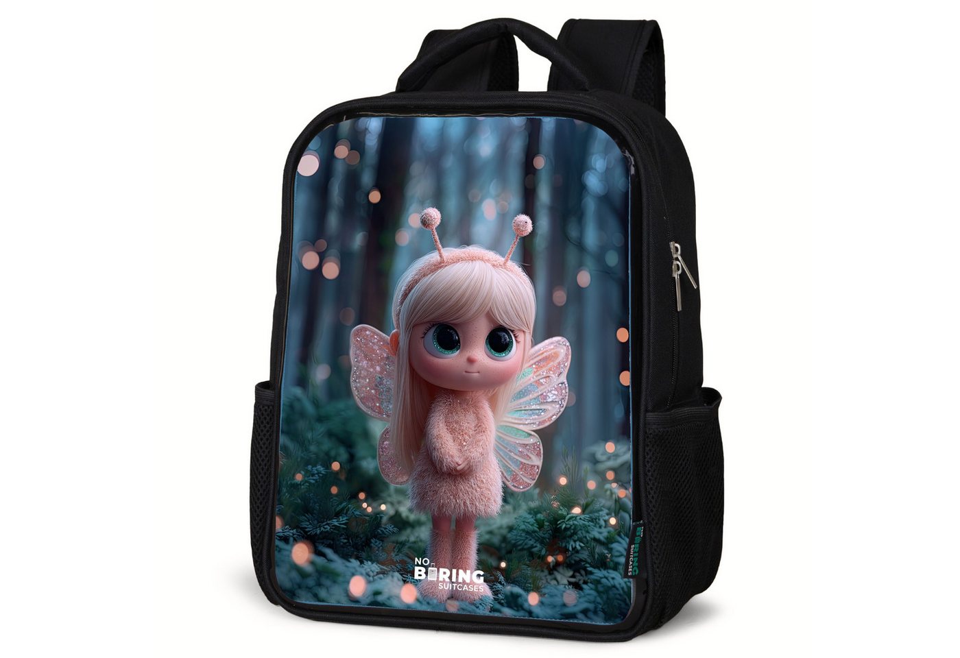 NoBoringSuitcases.com© Rucksack Fee - Wald - Glitzer, Kinderrucksack Schwarz, Schulrucksack, Freizeitrucksack Jungen Mädchen von NoBoringSuitcases.com©
