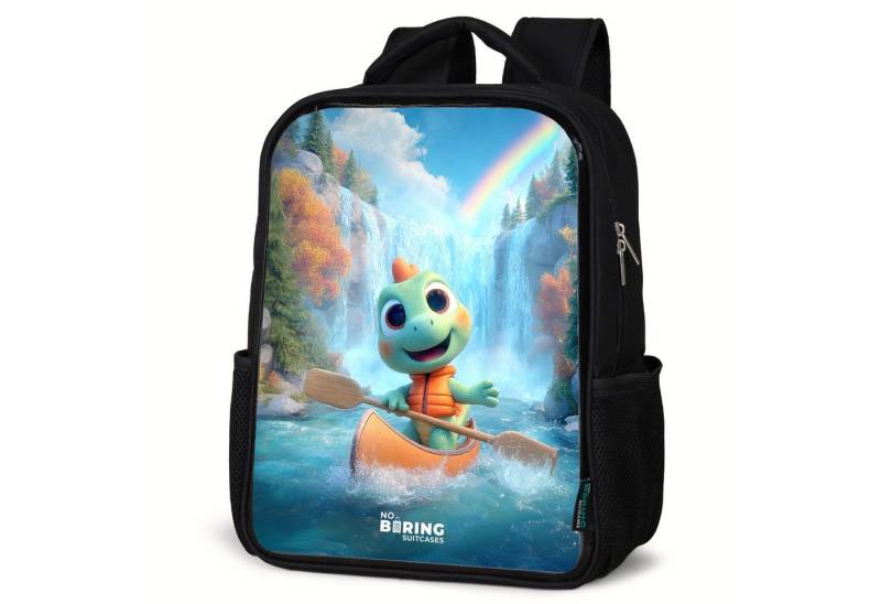 NoBoringSuitcases.com© Rucksack Dino - Natur - Wasserfall, Kinderrucksack Schwarz, Schulrucksack, Freizeitrucksack Jungen Mädchen von NoBoringSuitcases.com©