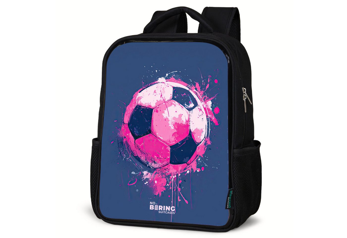 NoBoringSuitcases.com© Rucksack Fußball - Farbe - Rosa - Blau, Kinderrucksack Schwarz, Schulrucksack, Freizeitrucksack Jungen Mädchen von NoBoringSuitcases.com©