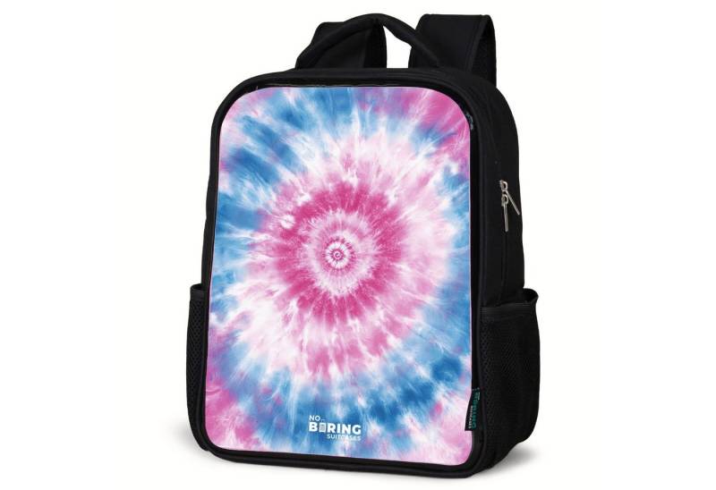 NoBoringSuitcases.com© Rucksack Krawattenfärbung - Abstrakt - Blau - Rosa, Kinderrucksack Schwarz, Schulrucksack, Freizeitrucksack Jungen Mädchen von NoBoringSuitcases.com©