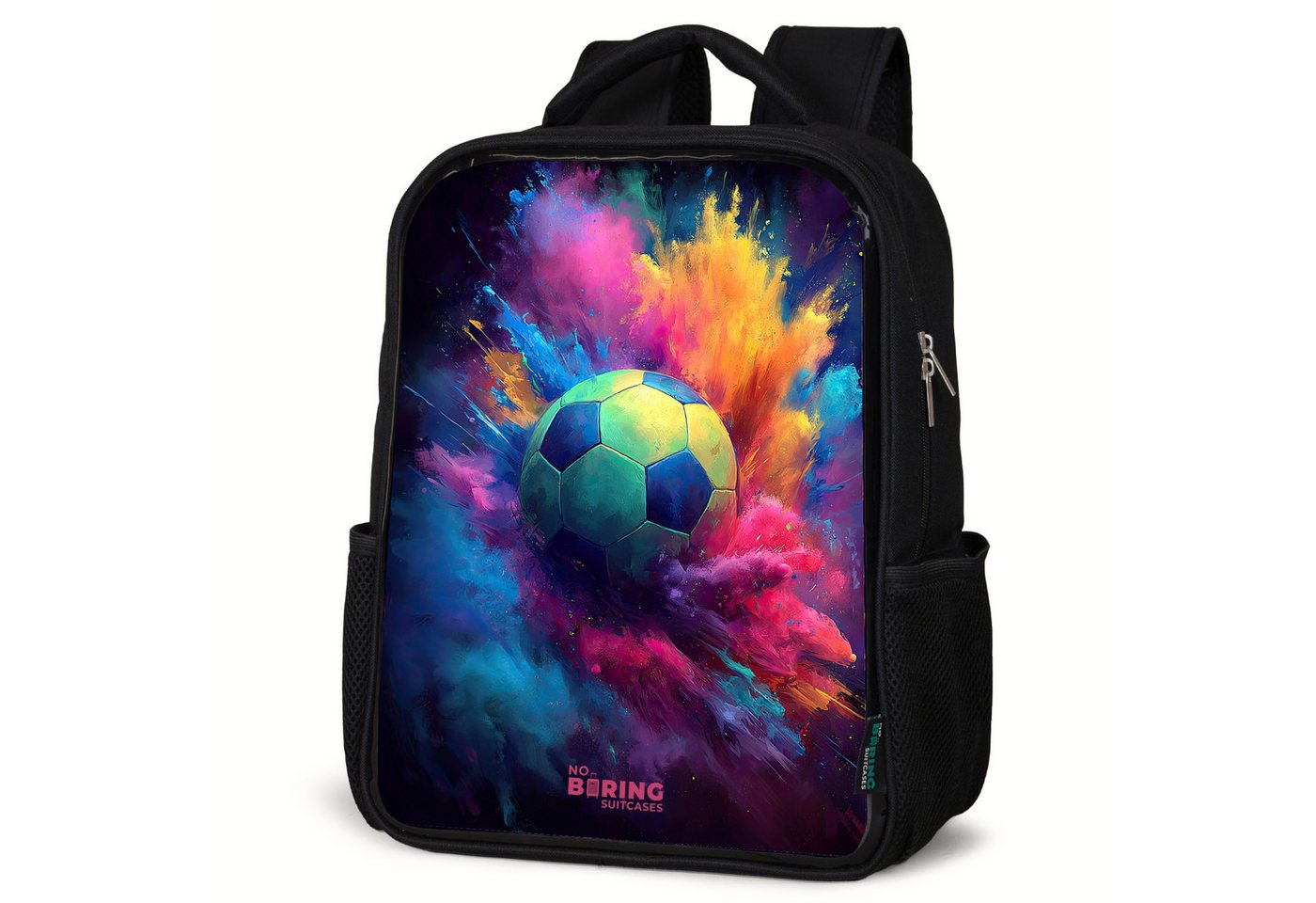NoBoringSuitcases.com© Rucksack Neon - Kugel - Farbenfroh, Kinderrucksack Schwarz, Schulrucksack, Freizeitrucksack Jungen Mädchen von NoBoringSuitcases.com©