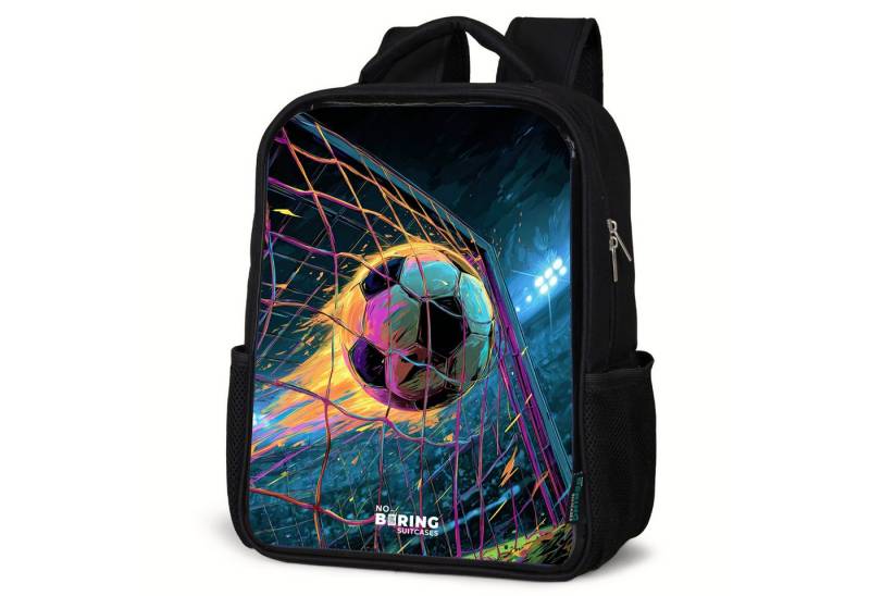 NoBoringSuitcases.com© Rucksack Neon - Netz - Fußball - Farbenfroh, Kinderrucksack Schwarz, Schulrucksack, Freizeitrucksack Jungen Mädchen von NoBoringSuitcases.com©