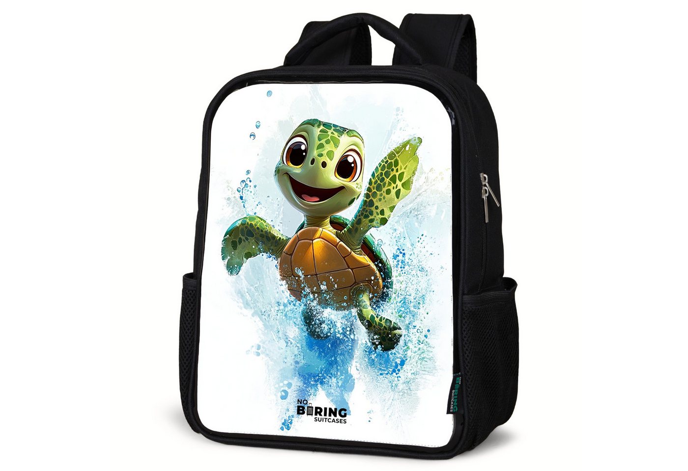 NoBoringSuitcases.com© Rucksack Schildkröte - Wasser - Grün, Kinderrucksack Schwarz, Schulrucksack, Freizeitrucksack Jungen Mädchen von NoBoringSuitcases.com©