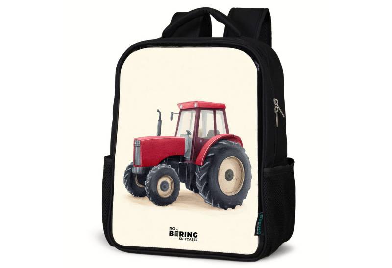 NoBoringSuitcases.com© Rucksack Traktor - Signiert - Rot, Kinderrucksack Schwarz, Schulrucksack, Freizeitrucksack Jungen Mädchen von NoBoringSuitcases.com©