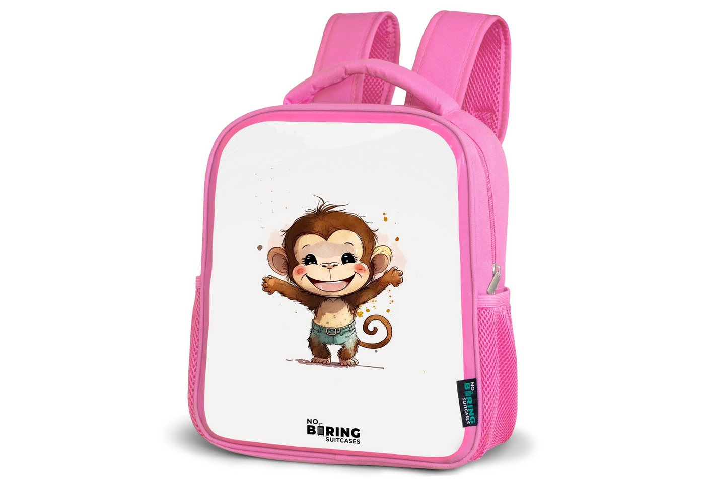 NoBoringSuitcases.com© Rucksack Affe - Braun - Aquarell - Tiere, Kinderrucksack, Schulrucksack, Freizeitrucksack, Mädchen, Kindergarten von NoBoringSuitcases.com©