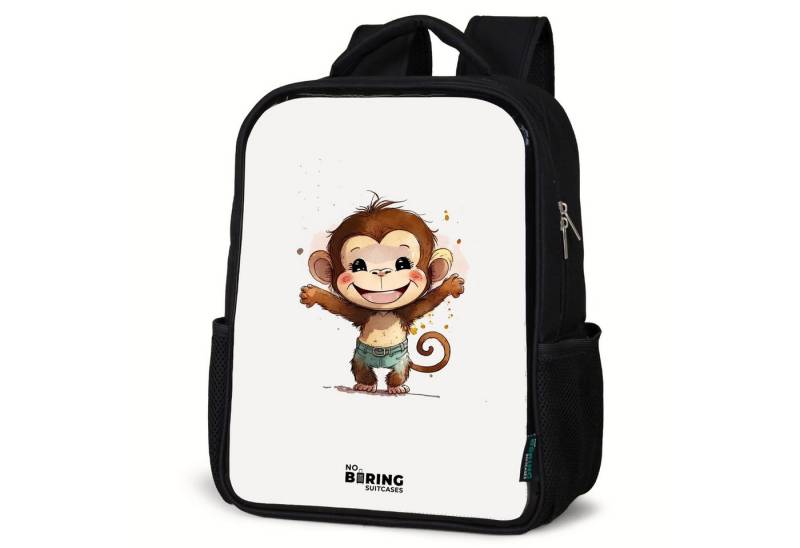 NoBoringSuitcases.com© Rucksack Affe - Braun - Aquarell - Tiere, Kinderrucksack Schwarz, Schulrucksack, Freizeitrucksack Jungen Mädchen von NoBoringSuitcases.com©