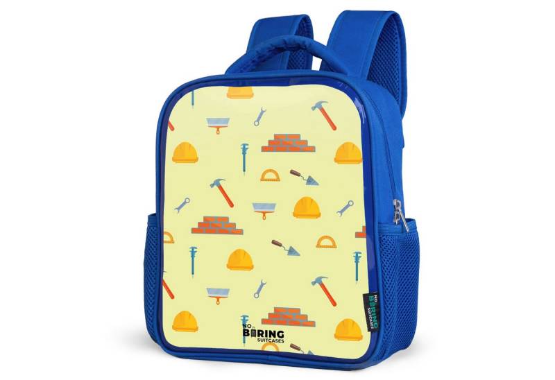 NoBoringSuitcases.com© Rucksack Bauwerkzeugmuster auf hellgelbem Hintergrund, Kinderrucksack, Schulrucksack, Freizeitrucksack, Jungen, Kindergarten von NoBoringSuitcases.com©