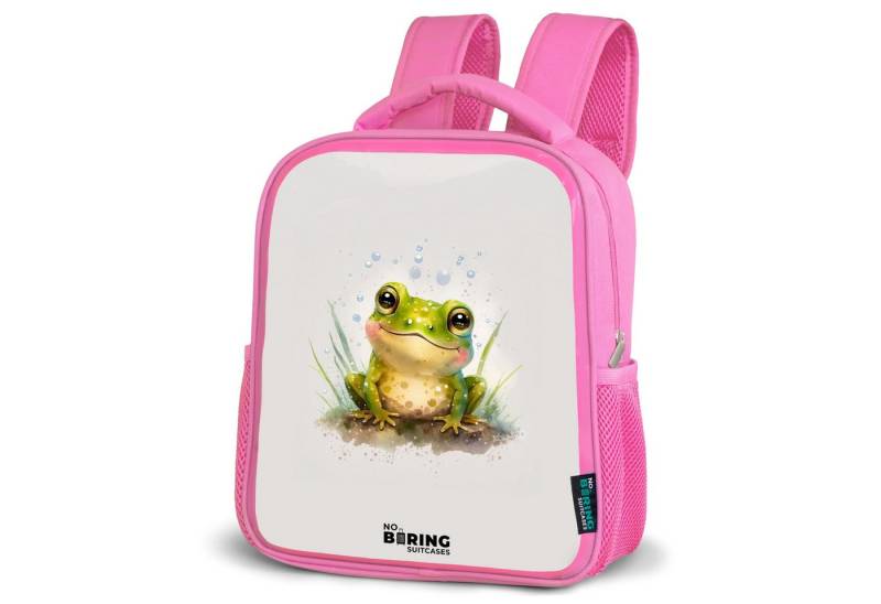 NoBoringSuitcases.com© Rucksack Frosch - Grün - Aquarell - Tiere, Kinderrucksack, Schulrucksack, Freizeitrucksack, Mädchen, Kindergarten von NoBoringSuitcases.com©
