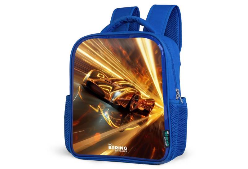 NoBoringSuitcases.com© Rucksack Goldener Rennwagen in einem Tunnel, Kinderrucksack, Schulrucksack, Freizeitrucksack, Jungen, Kindergarten von NoBoringSuitcases.com©