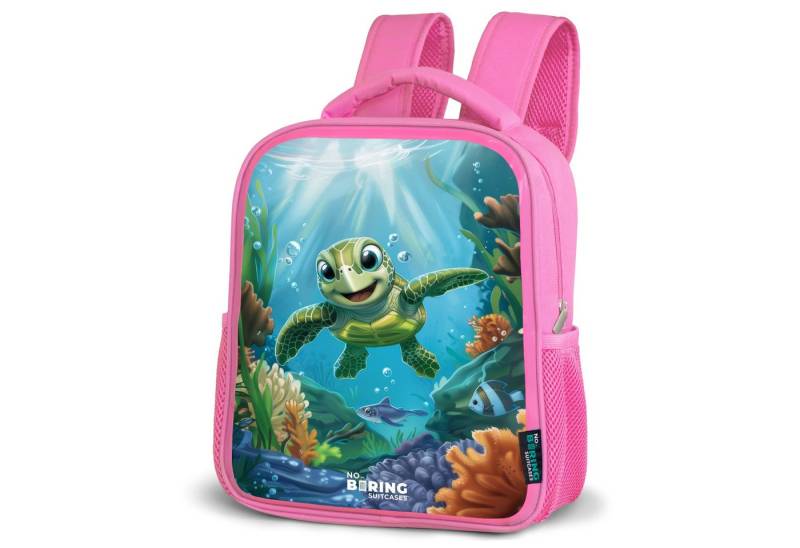 NoBoringSuitcases.com© Rucksack Schildkröte in bunter Unterwasserwelt, Kinderrucksack, Schulrucksack, Freizeitrucksack, Mädchen, Kindergarten von NoBoringSuitcases.com©