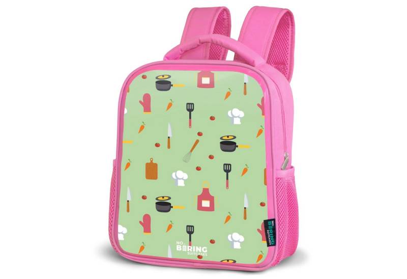 NoBoringSuitcases.com© Rucksack Küchenzubehör und Zutaten auf hellgrün, Kinderrucksack, Schulrucksack, Freizeitrucksack, Mädchen, Kindergarten von NoBoringSuitcases.com©
