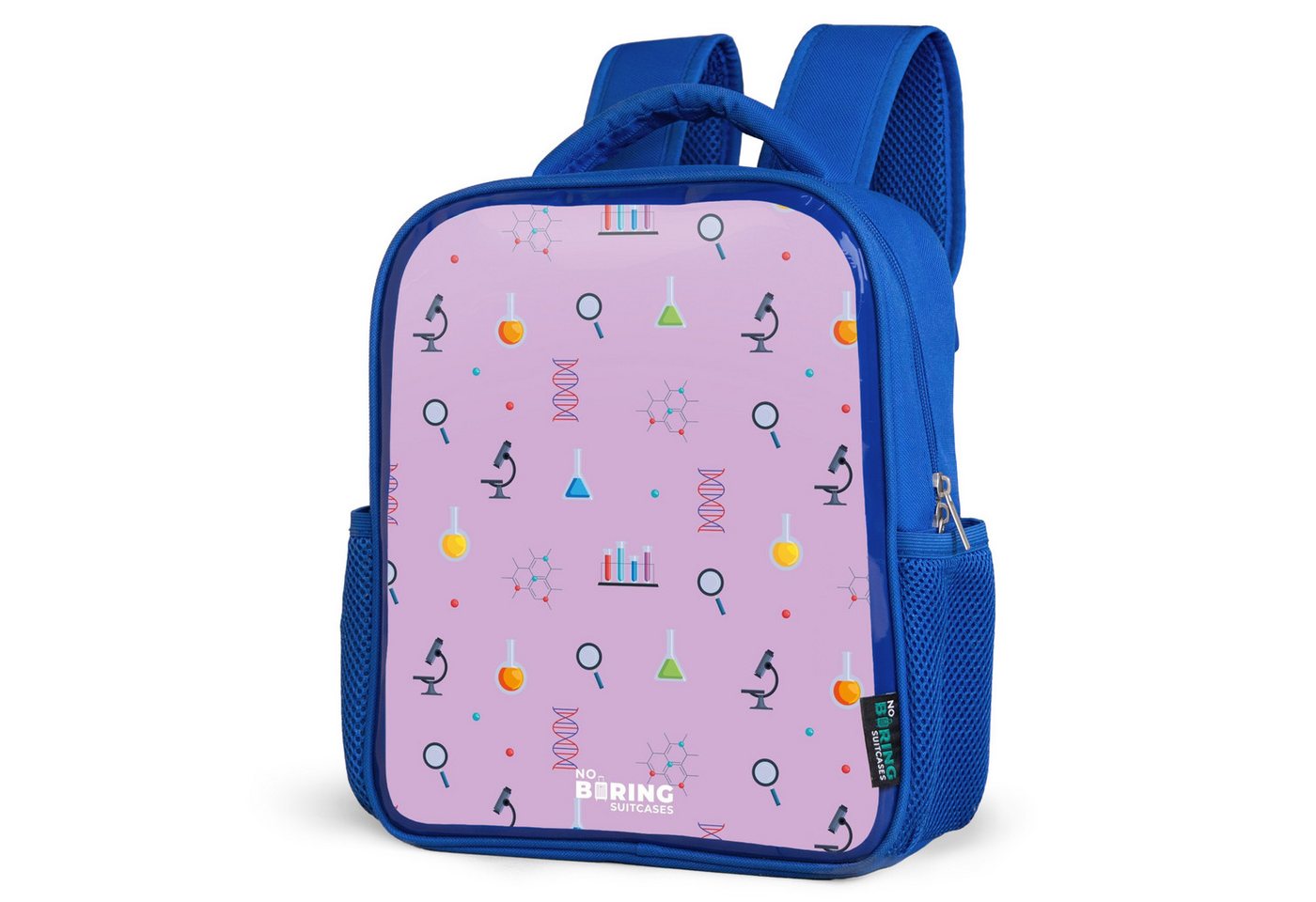 NoBoringSuitcases.com© Rucksack Labor und Wissenschaft Muster auf lila Hintergrund, Kinderrucksack, Schulrucksack, Freizeitrucksack, Jungen, Kindergarten von NoBoringSuitcases.com©