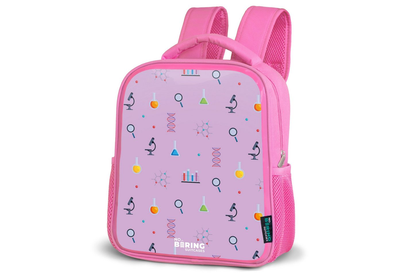 NoBoringSuitcases.com© Rucksack Labor und Wissenschaft Muster auf lila Hintergrund, Kinderrucksack, Schulrucksack, Freizeitrucksack, Mädchen, Kindergarten von NoBoringSuitcases.com©