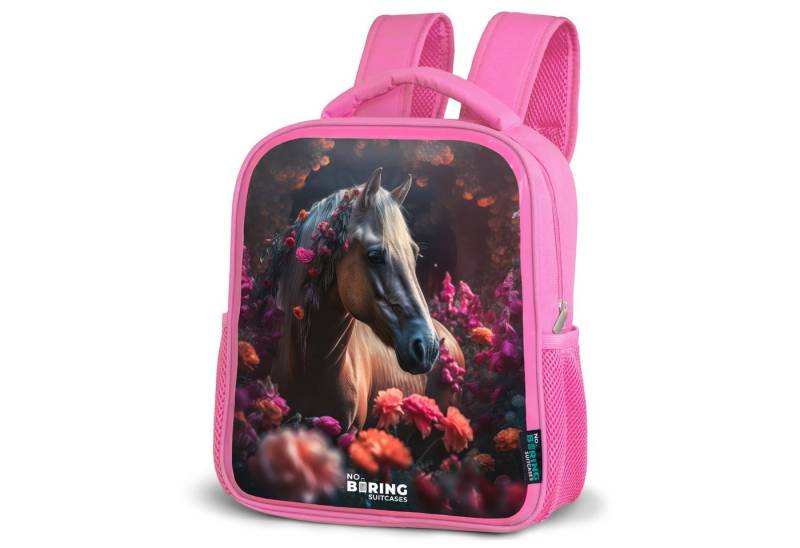 NoBoringSuitcases.com© Rucksack Lila - Pferd - Blumen, Kinderrucksack, Schulrucksack, Freizeitrucksack, Mädchen, Kindergarten von NoBoringSuitcases.com©