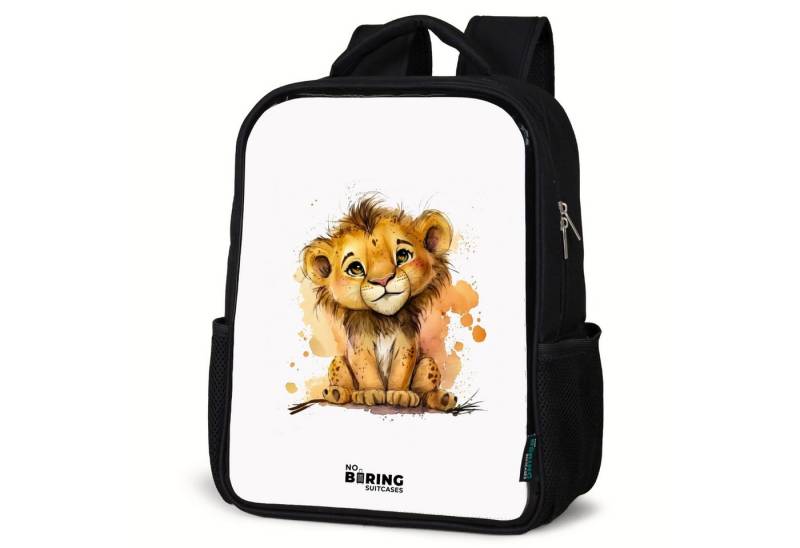 NoBoringSuitcases.com© Rucksack Löwe - Aquarell - Braun - Tiere, Kinderrucksack Schwarz, Schulrucksack, Freizeitrucksack Jungen Mädchen von NoBoringSuitcases.com©