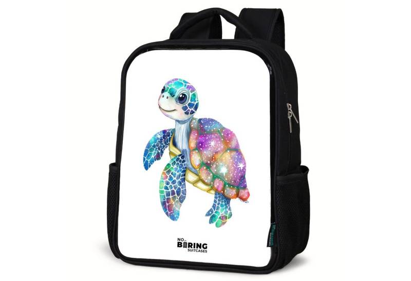NoBoringSuitcases.com© Rucksack Bunte Schildkröte als Mosaik, Kinderrucksack Schwarz, Schulrucksack, Freizeitrucksack Jungen Mädchen von NoBoringSuitcases.com©