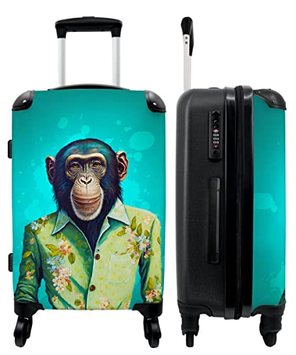 NoBoringSuitcases.com® Kinder Koffer Jungs Geschenke - AFFE - Bluse - Grün - Portrait - 67x43x25cm von NoBoringSuitcases.com