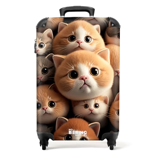 NoBoringSuitcases.com® Kinderkoffer Kinder Reisekoffer Koffer fürs Handgepäck Trolli Geschenke - Katzen - Haustiere - Jungen - Mädchen - Kindergepäck Trolley, 55x40x20 von NoBoringSuitcases.com