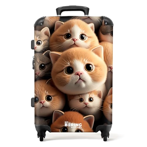 NoBoringSuitcases.com® Kinder Reisekoffer Cabin Bag Großer Koffer mit Rollen Geschenke Kinder Hartschalenkoffer groß - Katzen - Haustiere - Koffer mittelgroß, 67x43x25cm von NoBoringSuitcases.com