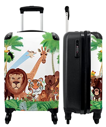 NoBoringSuitcases.com® Kinder Reisekoffer Koffer fürs Handgepäck Trolli Geschenke - Tiger - Dschungel - Design - Löwe - 55x35x20cm von NoBoringSuitcases.com