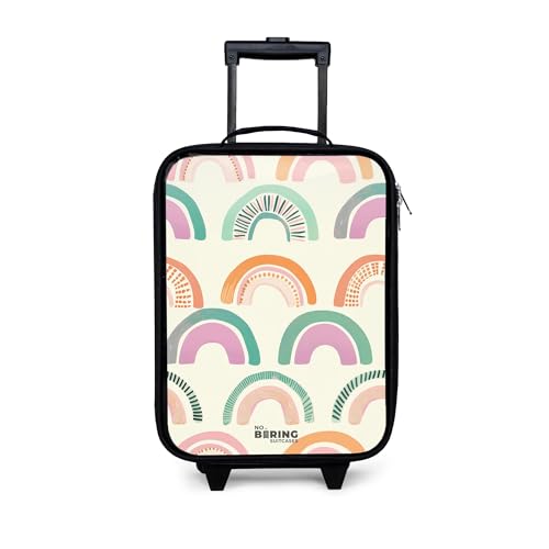 NoBoringSuitcases.com® Kinderkoffer Klein 48x31x19 cm Reisekoffer Kleiner Kinder Koffer mit LED Rollen Ultraleicht Mini Hartschalenkoffer Reise Trolleys Regenbogen - Muster von NoBoringSuitcases.com