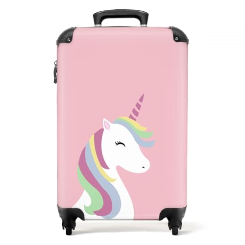 NoBoringSuitcases.com® Hartschalenkoffer Mädchen Koffer fürs Handgepäck Reisekoffe Kinder Einhorn - Pastell - Pink - 55x35x20cm von NoBoringSuitcases.com