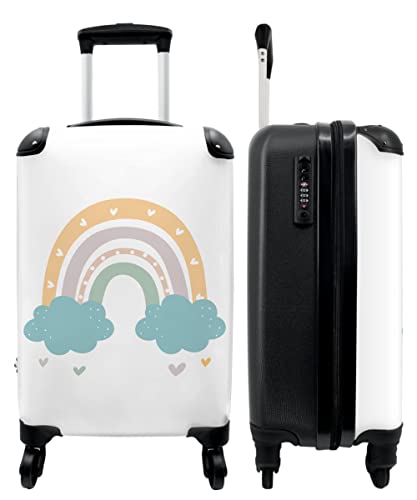 NoBoringSuitcases.com® Koffer Handgepäck - Kinderkoffer Mädchen, Reisekoffer Kinder, Leichtgewicht, 4 Rollen, mit Regenbogenmotiv, Zahlenschloss, UV-beständig, 55cm-35cm-20cm von NoBoringSuitcases.com