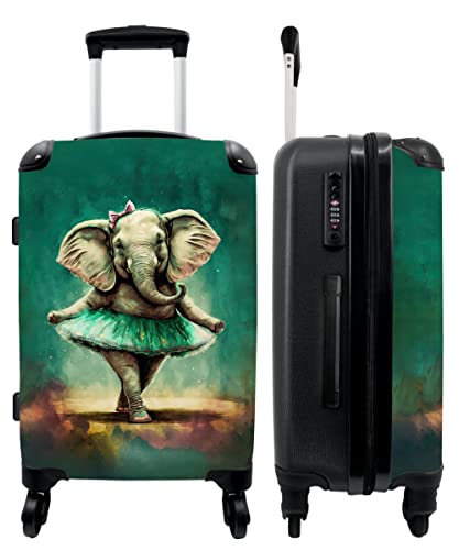 NoBoringSuitcases.com® Koffer groß Trolley Rollkoffer Reisekoffer mit 4 Rollen Fotokoffer - Elefant - Ballerina - Farbe - Bogen - Porträt - Kinder - 67x43x25cm - 90 Liter von NoBoringSuitcases.com