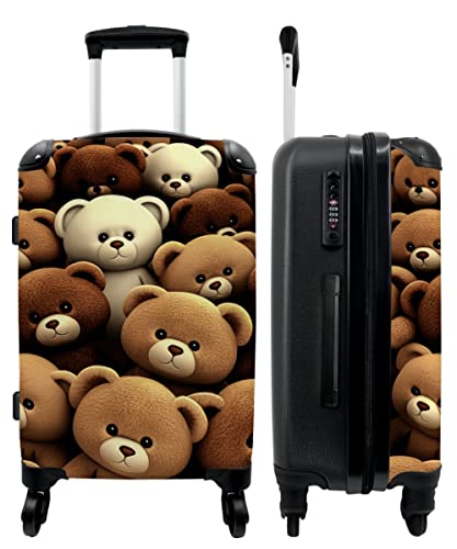 NoBoringSuitcases.com® Koffer groß Trolley Rollkoffer Reisekoffer mit 4 Rollen Fotokoffer - Teddybär - Teddy - Braun - Bär - Jungen - Mädchen - 67x43x25cm - 90 Liter von NoBoringSuitcases.com