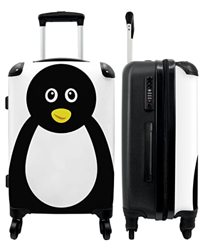 NoBoringSuitcases.com® Koffer groß Trolley Rollkoffer Reisekoffer mit 4 Rollen Fotokoffer - Tierporträt - Pinguin - Kinder - 67x43x25cm - 90 Liter von NoBoringSuitcases.com