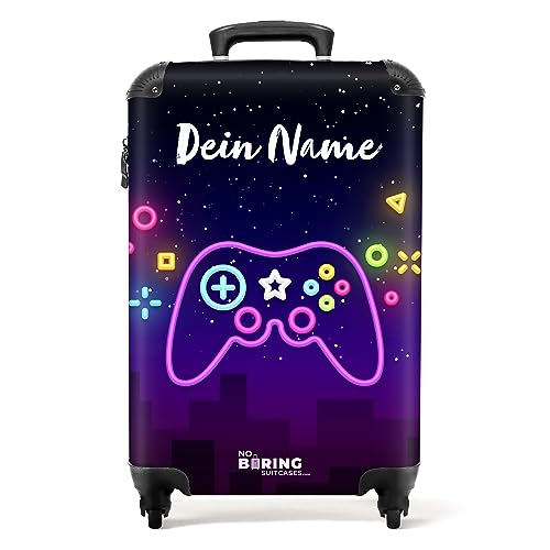 NoBoringSuitcases.com® Koffer personalisiert, Kinderkoffer - 55x40x20cm Handgepäck Trolley, Koffer für Kinder - Kindertrolley - Gaming-Controller - Leicht - Koffer mit Namen Initialen von NoBoringSuitcases.com