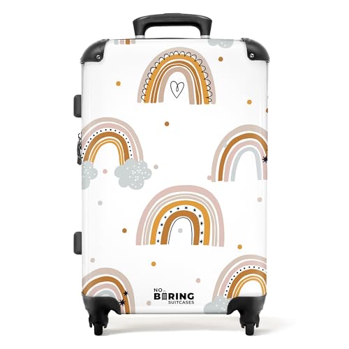 NoBoringSuitcases.com® Reisekoffer Kinder mädchen Mädchengeschenke Rollkoffer Reisekoffe Weichgepäck Koffer Groß Kinder - Muster - Regenbogen - Koffer mittelgroß, 67x43x25cm von NoBoringSuitcases.com