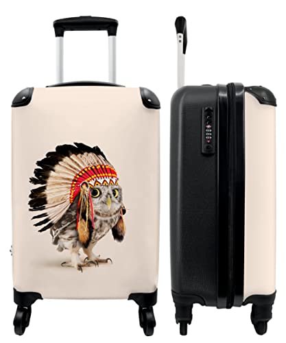 NoBoringSuitcases.com® Koffer Kinder Reisetasche mit Rollen Cabin Bag Handgepäck Geschenke - Eule - Vogel - Trolley - 55x35x20cm von NoBoringSuitcases.com