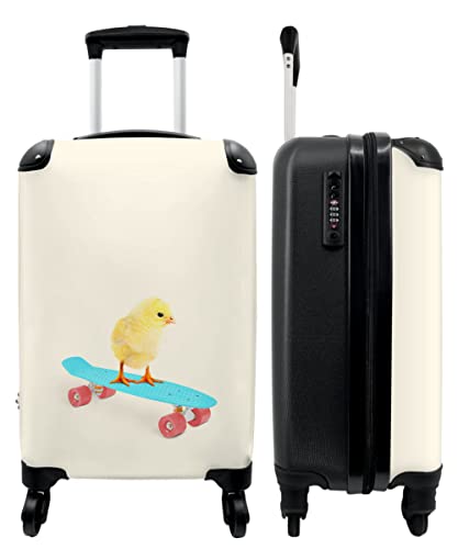 NoBoringSuitcases.com® Kinder Koffer Hartschalenkoffer Klein Rollkoffer Handgepäck Geschenk - Skateboard - Blau - Tier - 55x35x20cm von NoBoringSuitcases.com