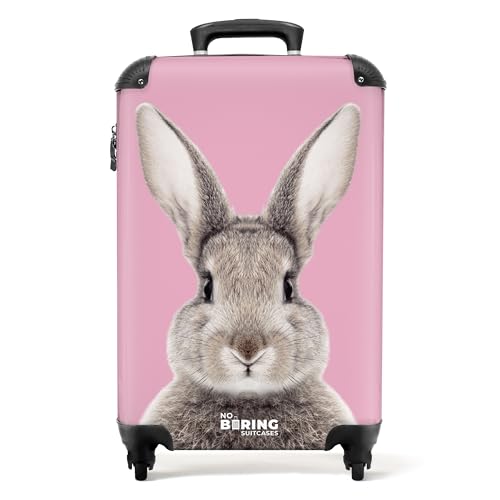 NoBoringSuitcases.com® Kinderkoffer Reisekoffer Kinder Mädchen Handgepäck Koffer Klein Hartschalenkoffer Kanichen - Rosa - Kindertrolley mädchen Trolley Kleiner Koffer, 55x40x20 von NoBoringSuitcases.com