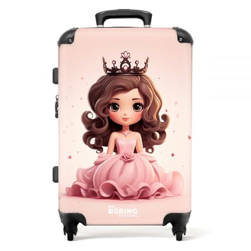 NoBoringSuitcases.com © Kinderkoffer Koffer Kinder Reisekoffer Kindergepäck 4 Rollen, TSA Schloss (Detaillierte Nahaufnahme eines rosa Schmetterlings), (Mittelgroß 67x43x25 cm) von NoBoringSuitcases.com