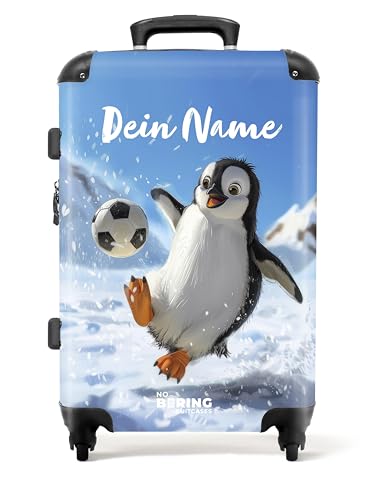 NoBoringSuitcases.com Kinderkoffer, Koffer Personalisiert, Kinder Koffer, Koffer Groß, Koffer Kinder, TSA Schloss, Kinder Koffer mit Rollen, Rollkoffer, Koffer Mittelgroß (Pinguin - Weiß 67 cm - 72 L) von NoBoringSuitcases.com
