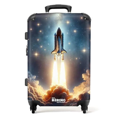 NoBoringSuitcases.com © Kinderkoffer Koffer Kinder Reisekoffer Kindergepäck 4 Rollen, TSA Schloss (Start Einer Rakete), (Mittelgroß 67x43x25 cm) von NoBoringSuitcases.com