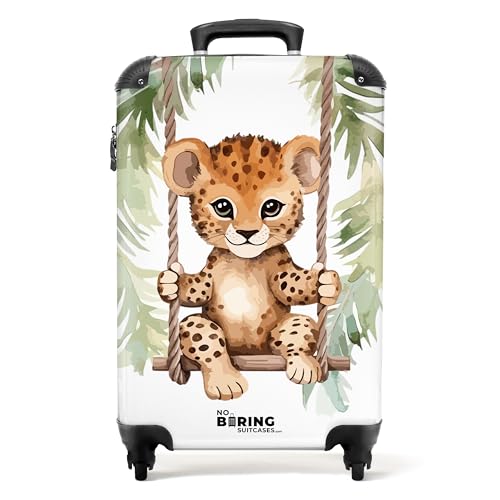 NoBoringSuitcases.com © Kinderkoffer Reisekoffer Koffer Kinder Kindergepäck in Handgepäck-Mittelgroß in 14 Bildern (Gepardenjunges auf Einer Schaukel Aquarellillustration, 55x40x20 cm) von NoBoringSuitcases.com