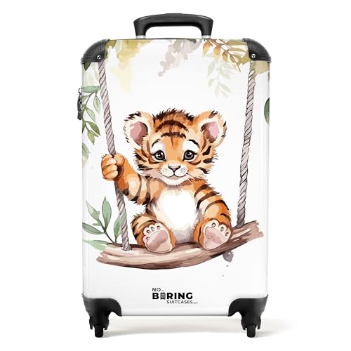 NoBoringSuitcases.com © Kinderkoffer Reisekoffer Koffer Kinder Kindergepäck in Handgepäck-Mittelgroß in 14 Bildern (Schaukelndes Tigerjunges Aquarellzeichnung, 55x40x20 cm) von NoBoringSuitcases.com