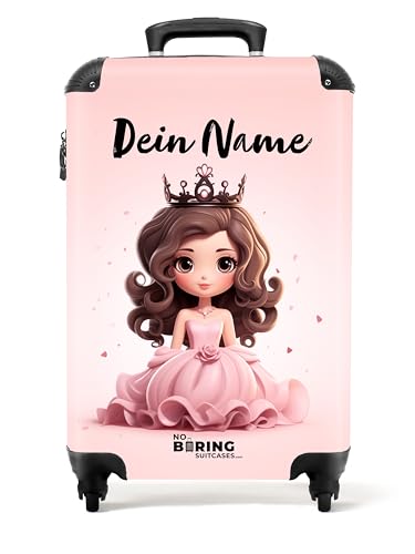 NoBoringSuitcases.com Kinderkoffer, Kinderkoffer Mädchen, Koffer Kinder, Kinder Reisekoffer, Reisekoffer, Koffer Rosa, Kindertrolley Mädchen, Reisekoffer Personalisiert 55x40x20 cm (Prinzessin - Rosa) von NoBoringSuitcases.com