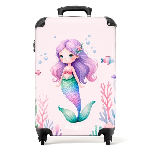 NoBoringSuitcases.com © Kinderkoffer Reisekoffer Koffer Kinder Kindergepäck in Handgepäck-Mittelgroß in 24 Bildern (Meerjungfrau umgeben von Fischen und Korallen, 55x40x20 cm) von NoBoringSuitcases.com