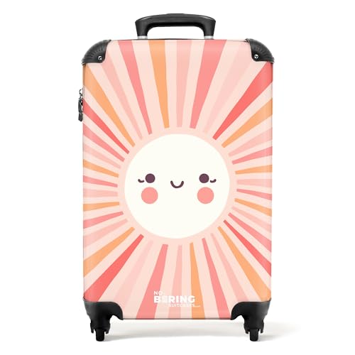 NoBoringSuitcases.com © Kinderkoffer Reisekoffer Koffer Kinder Kindergepäck in Handgepäck-Mittelgroß in 24 Bildern (Sonne mit Strahlen in verschiedenen Rosa-Tönen, 55x40x20 cm) von NoBoringSuitcases.com