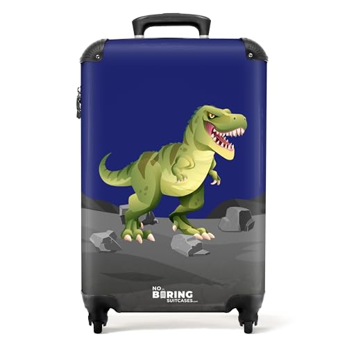 NoBoringSuitcases.com © Kinderkoffer Reisekoffer Koffer Kinder Kindergepäck in Handgepäck-Mittelgroß in 28 Bildern (Grüner Dinosaurier mit dunkelblauem Hintergrund, 55x40x20 cm) von NoBoringSuitcases.com