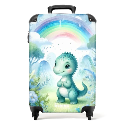 NoBoringSuitcases.com © Kinderkoffer Reisekoffer Koffer Kinder Kindergepäck in Handgepäck-Mittelgroß in 28 Bildern (Niedlicher Blauer Dino umgeben von Blauer Natur, 55x40x20 cm) von NoBoringSuitcases.com