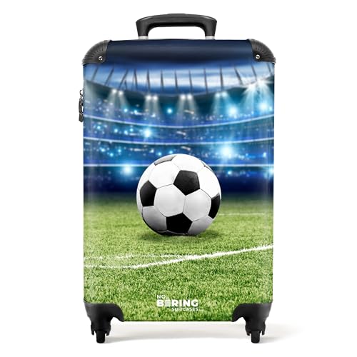 NoBoringSuitcases.com © Kinderkoffer Reisekoffer Koffer Kinder Kindergepäck in Handgepäck-Mittelgroß in 28 Bildern (Schwarz-weißer Fußball im Stadion, 55x40x20 cm) von NoBoringSuitcases.com