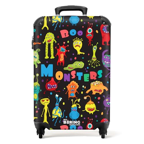 NoBoringSuitcases.com® Kinderkoffer Kinder Koffer Jungs Trolley Handgepäck Carry on Luggage Geschenke - Monster - Farben - Weltraum - Koffer Kinder Jungen Koffer klein, 55x40x20 von NoBoringSuitcases.com