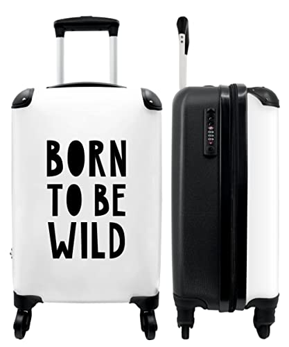 NoBoringSuitcases.com® Koffer Handgepäck - Kinder Trolley, Leichtgewicht, 4 Rollen, mit Born-to-be-Wildmotiv, Zahlenschloss, UV-beständig, 55cm-35cm-20cm von NoBoringSuitcases.com